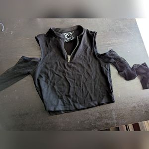 killstar crop top with fishnet sleeves